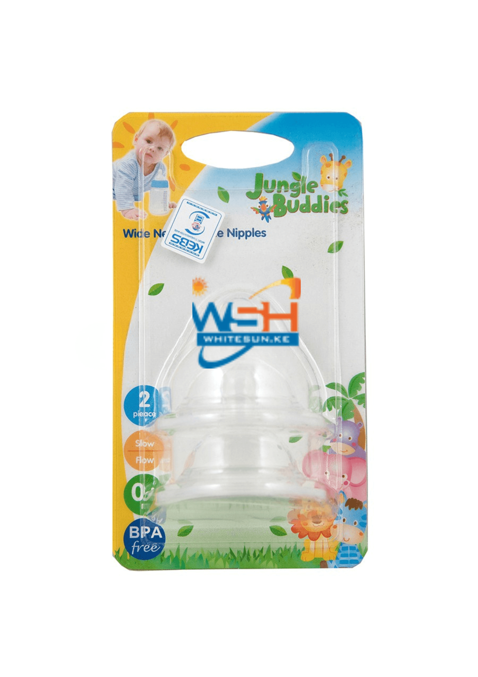 2 Packs Wide Neck Silicone Nipple (S,M,L) Jungle Buddies Silicone