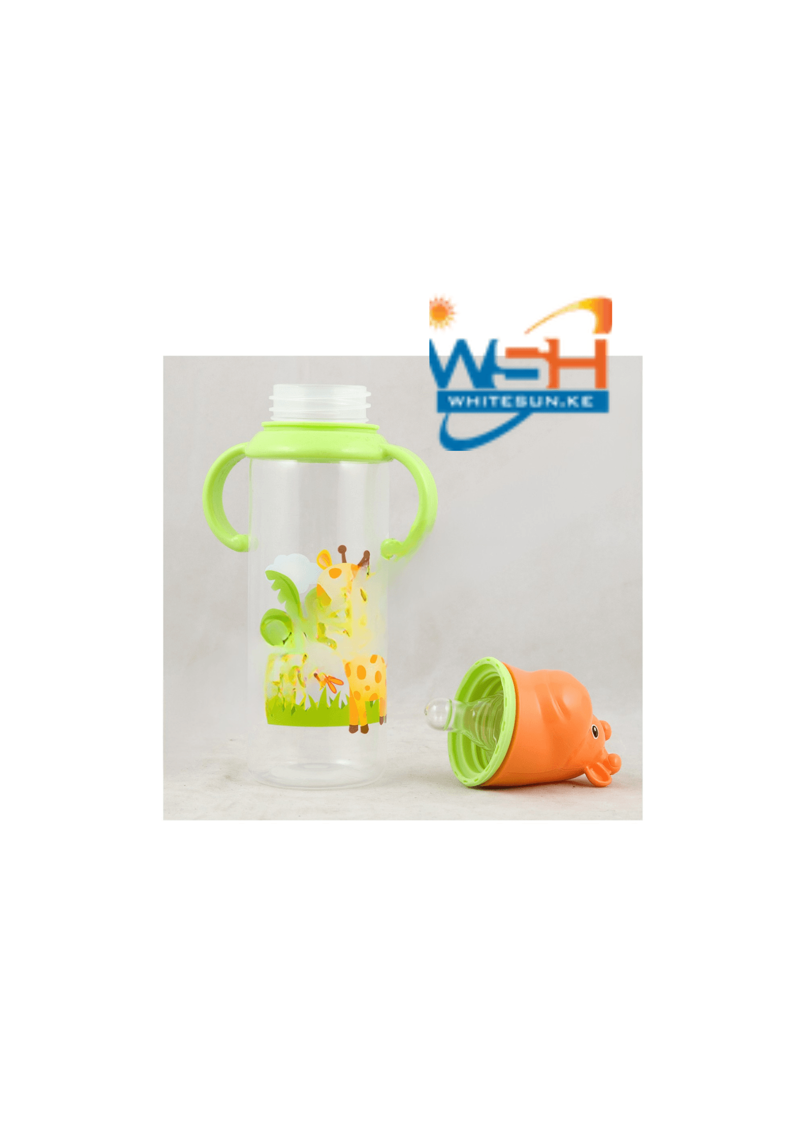 Feeding Bottle With Silicone Nipple, Character Hood, Cap With Handle 8Oz Jungle Buddies Pp, Silicone