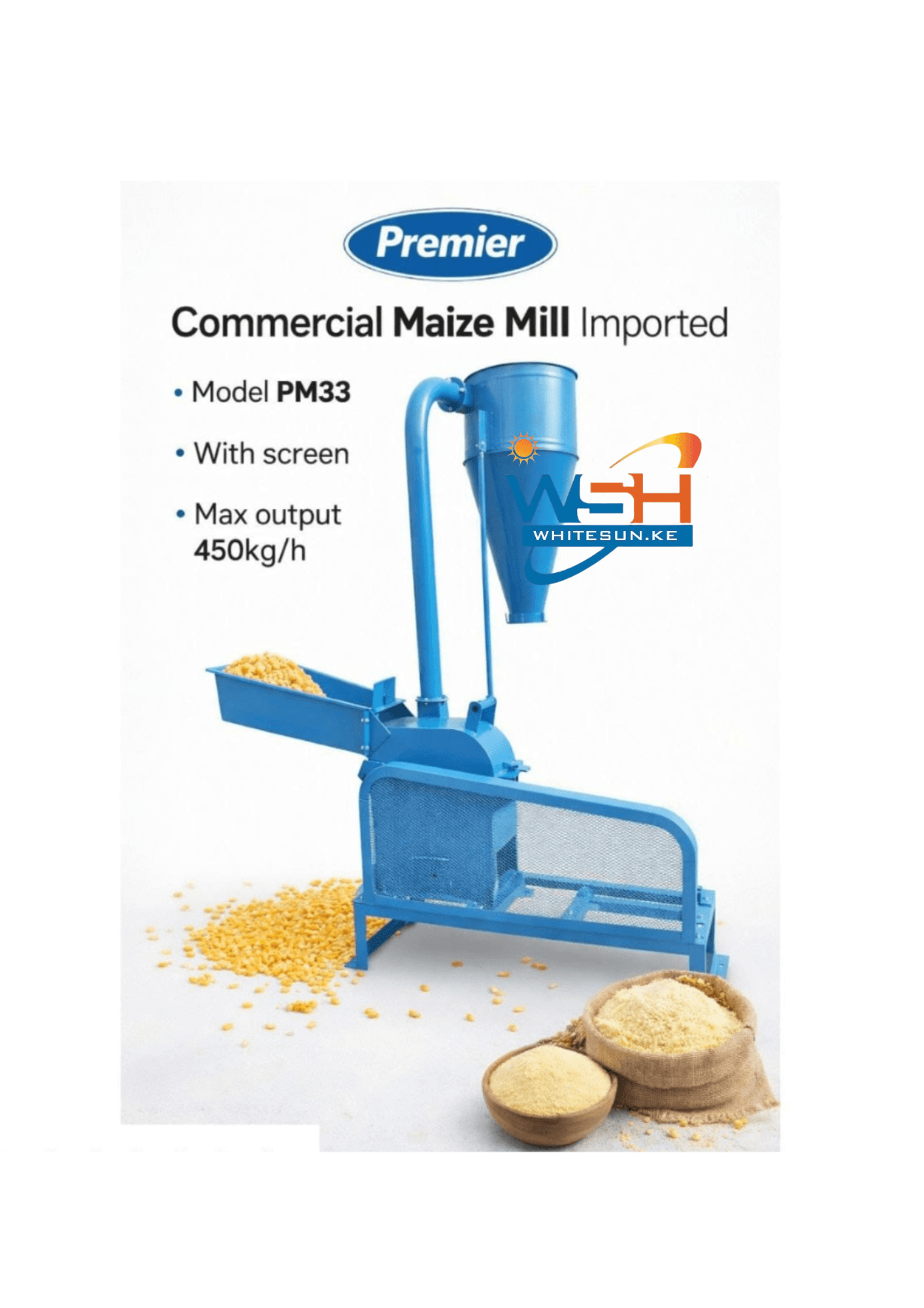 450kg/h Premier PM33 Commercial Maize Mill - Imported Build, High output, With screen Thumbnail 3