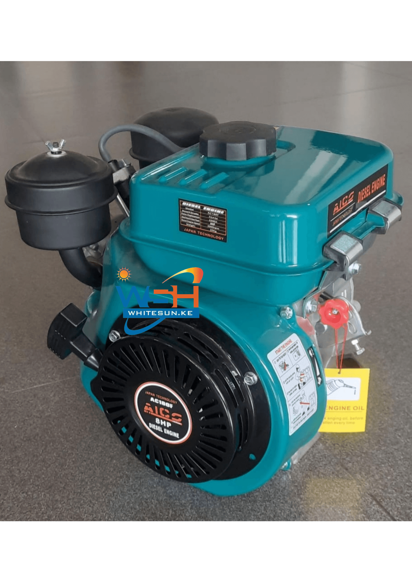 8 HP Aico Japan AC180F Diesel Engine - Heavy-duty Power with Pulley Thumbnail 3