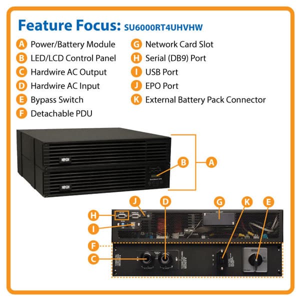 Ups Smart Online Double Conversion Rack Inbuilt Battey Bank 6000Va Tripp-Lite Thumbnail 3