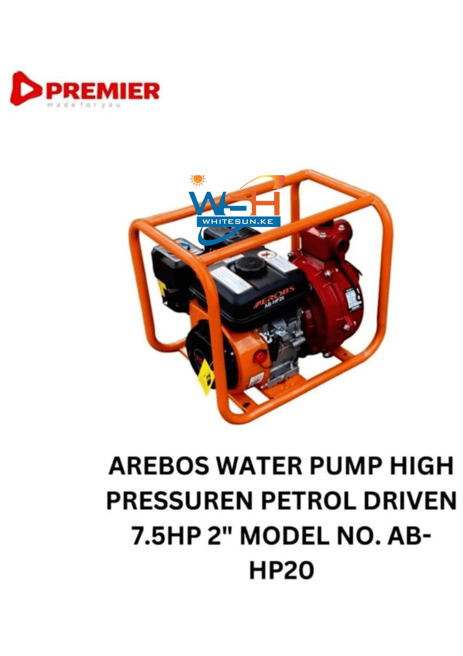 2" AREBOS 7.5HP Petrol High-pressure Water Pump - Ultimate Power for Fast Water Transfer (Model AB- HP20) Thumbnail 2