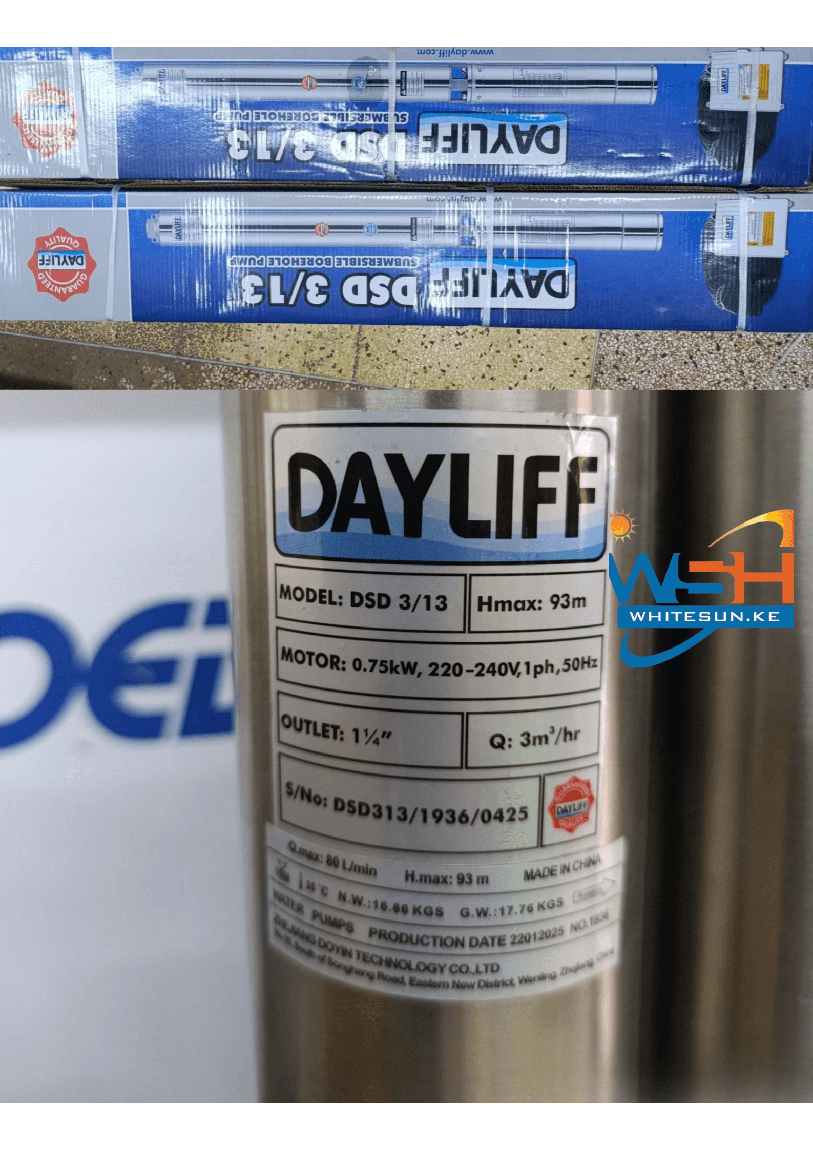 93M Dayliff DSD 3/13 Submersible Well Pump - 0.75kW Thumbnail 3