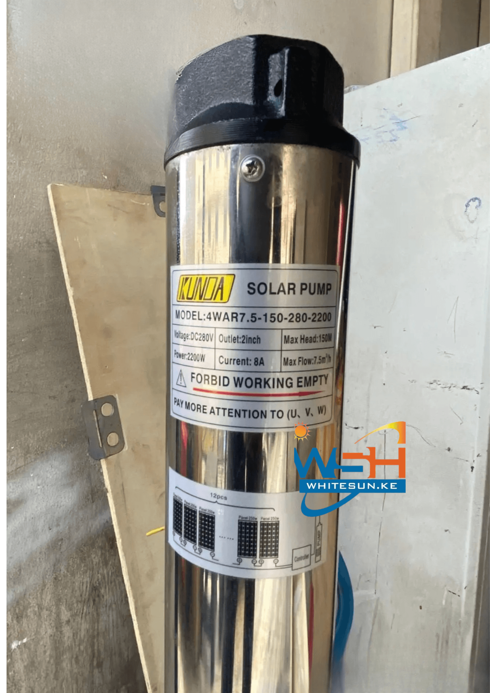 1.5kW Kunda Solar Borehole pump - 1500W, 110m Head Thumbnail 3