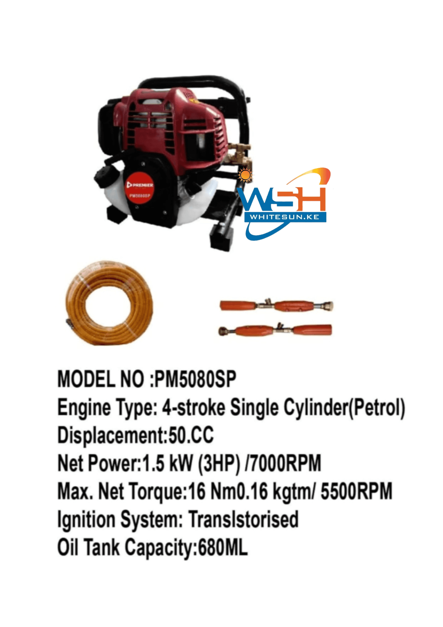 Premier 4-stroke Single Cylinder Petrol Engine - Model PM5080SP, Heavy-duty Power Thumbnail 2