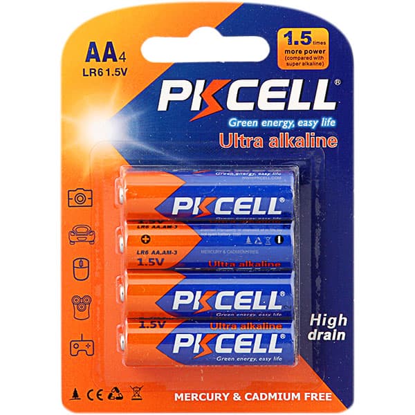 AA Size Ultra Alkaline Battery1.5V, Pack Of 4, 0 Hg, PKCELL