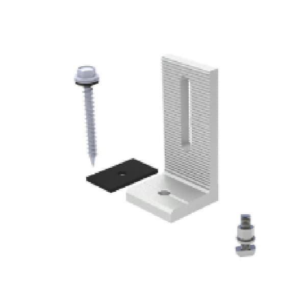 L Foot Kit For Tin Roof With Flat Rubber Pad And Self Drilling Screws, For Solar
