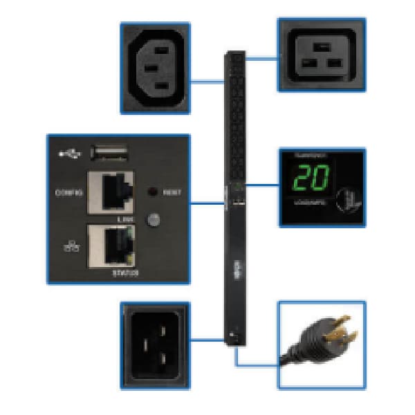 3.7kW Single-Phase 208/230V Monitored PDU – Tripp-Lite LX Platform PDU