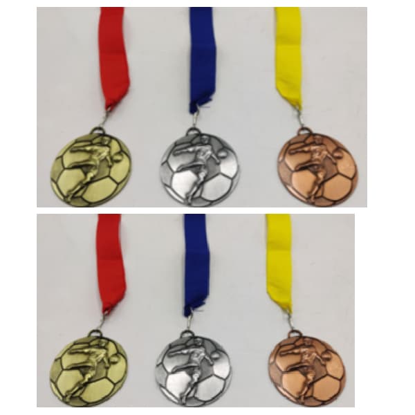 bronze-anqitue-medal-with-yellow-ribbon-for-football-size-70mm