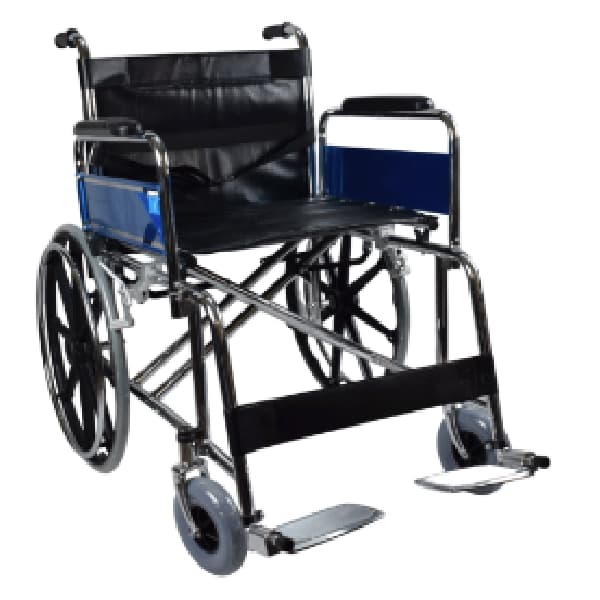 Wide Adult Wheelchair, Steel Finish, 66cm Width, Load Bearing-170kgs
