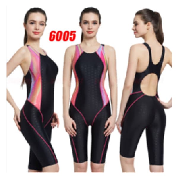 One Piece Ladies Swim Suit, Black & Rose, Upto Knee, 3XL