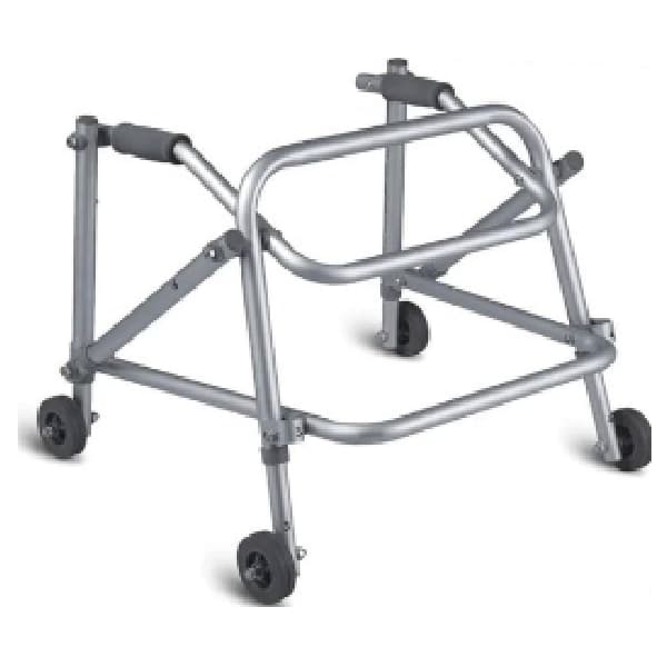 aluminium-folding-walker-reciprocable-chrome-color-with-5inch-castors-for-children