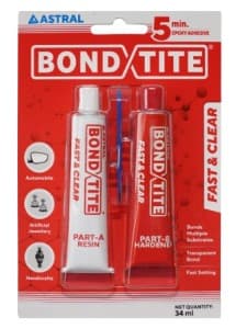 Bondtite Fast & Clear Epoxy Adhesive – Two-Part A&B, 5 Min, 34ml Blister Pack