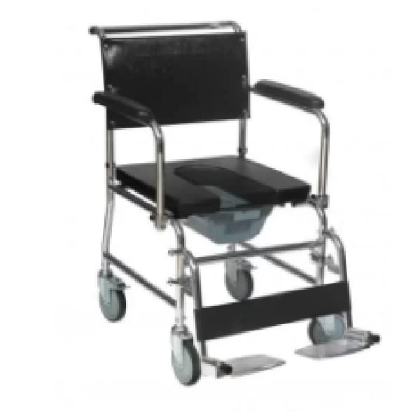 Powder Coated Commode Chair, Flip Down Armrest, Detachable Legrest, 5