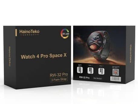 Haino Teko RW-32 Smart Watch_AMOLED_Carved Glass Display-Silicone + Stainless Steel 3 Strap,Bluetooth_Black