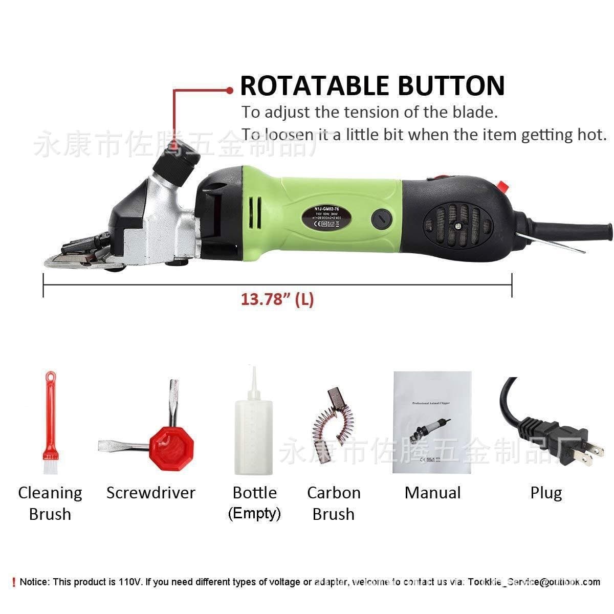 ProShear 500W Electric Sheep Clipper – 6-Speed Adjustable Tension Knob Livestock Grooming Shears with Durable Steel Blades & Maintenance Kit