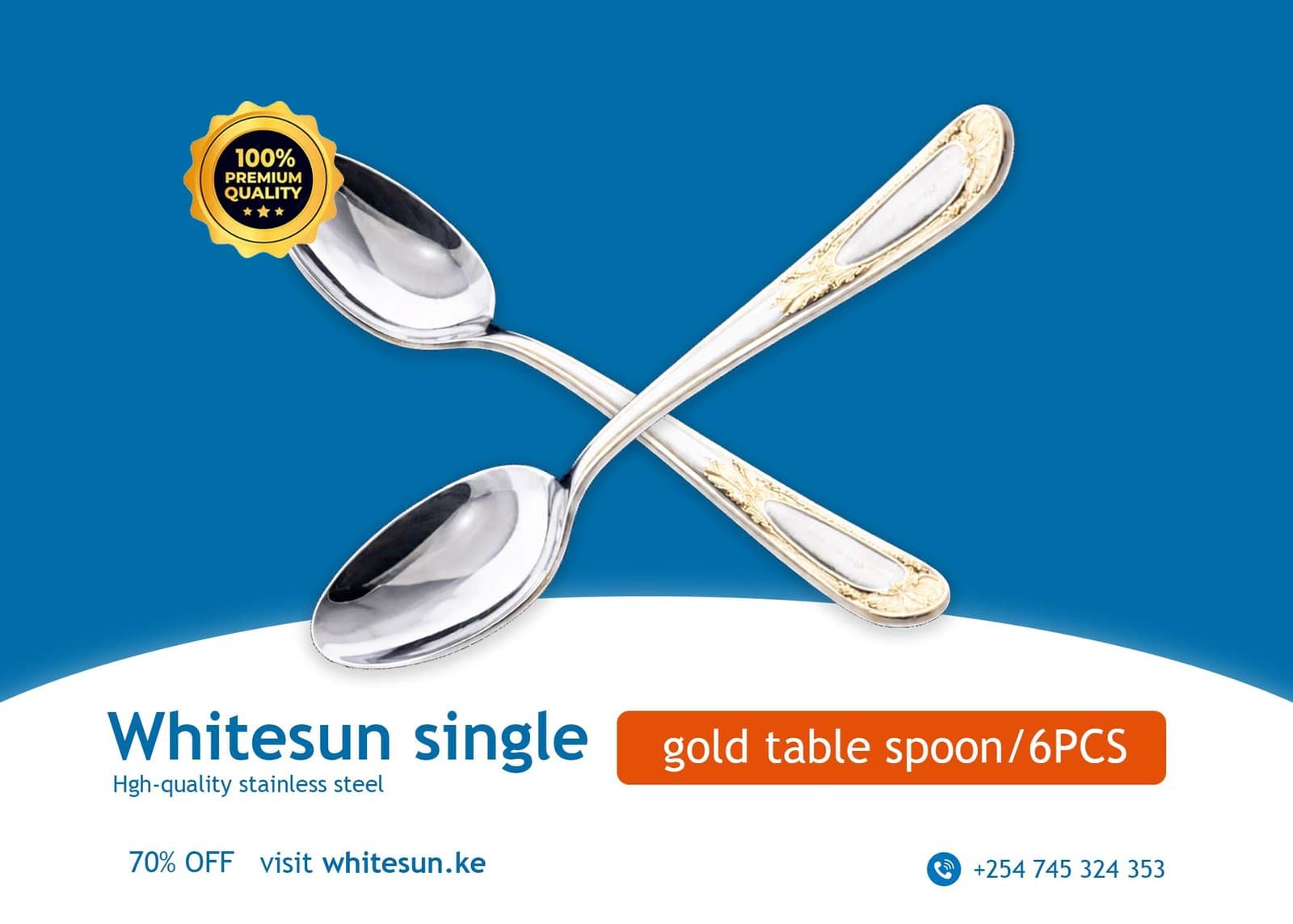Whitesun single gold table spoon/6PCS