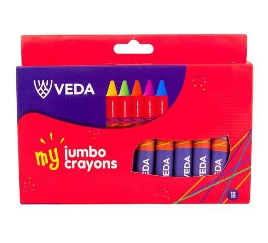 Veda Jumbo Crayons - 12 Colours