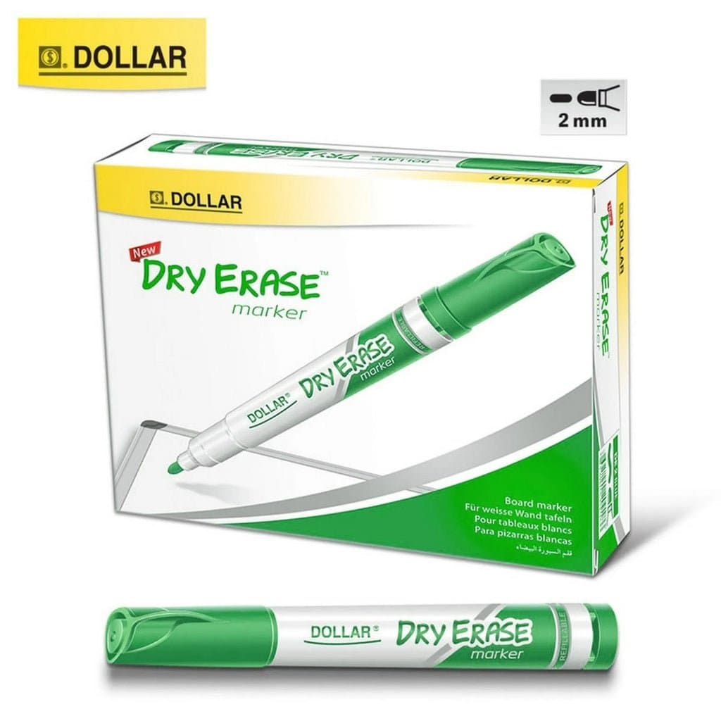 Pack 1-12, Green Dry Erase Dollar Bullet Tip Whiteboard Marker Pen School Office Thumbnail 3