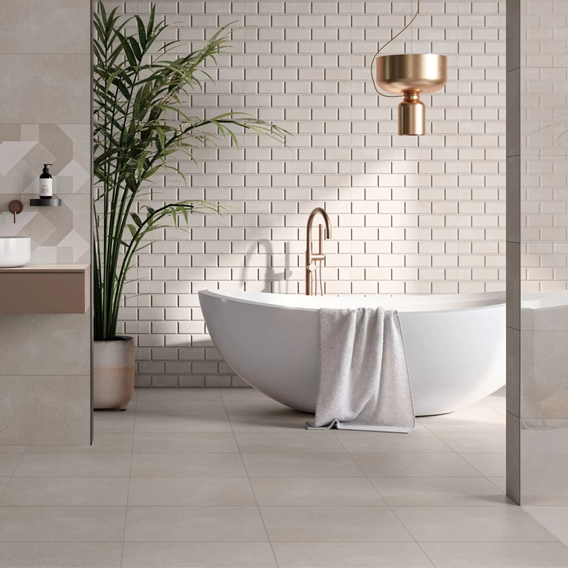 Pino Crema Stone Look Matt Ceramic Floor Tile - 450 x 450mm Thumbnail 2