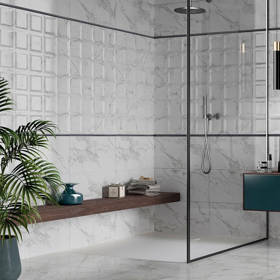 Stonia White Glossy Ceramic Floor Tile - 450 x 450mm Thumbnail 2