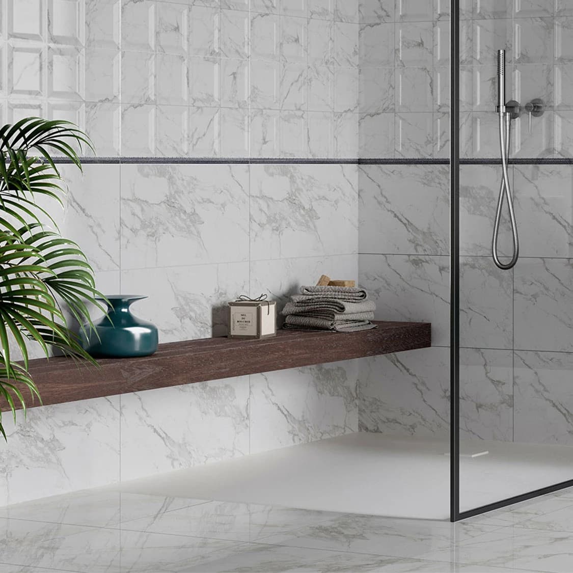 Stonia White Glossy Ceramic Floor Tile - 450 x 450mm