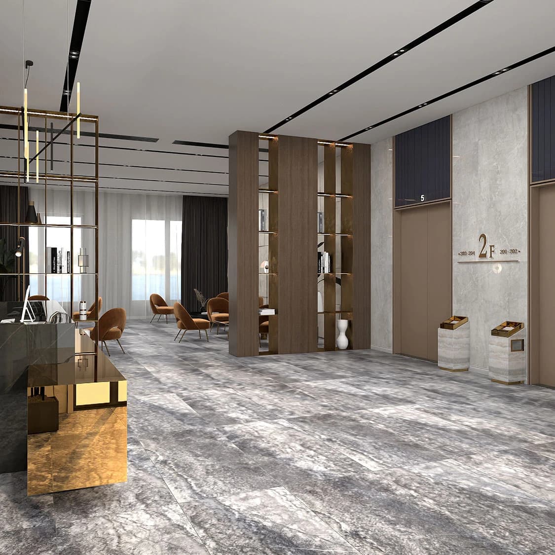 Breccia Grigia Matt Porcelain Floor Tile - 750 x 1500mm Thumbnail 2