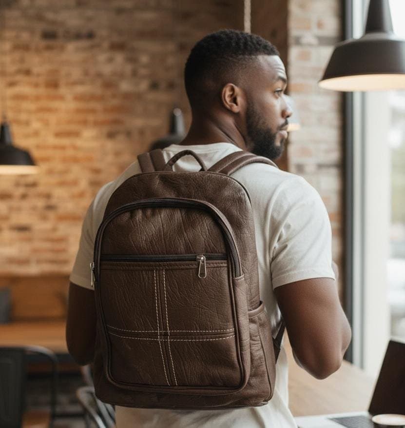 133# Whitesun Executive Leather Backpack – Large Capacity, Durable Office Bag & Secret Santa Gift Idea (Fits 2-Day Pack, Strong Straps)- Brown colour