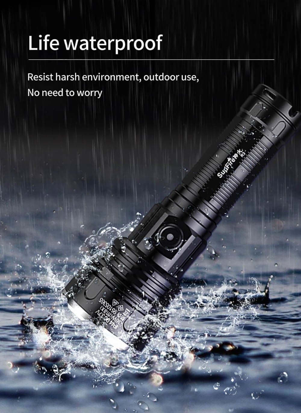 SUPERFIRE GT70 36W High-Power LED Flashlight