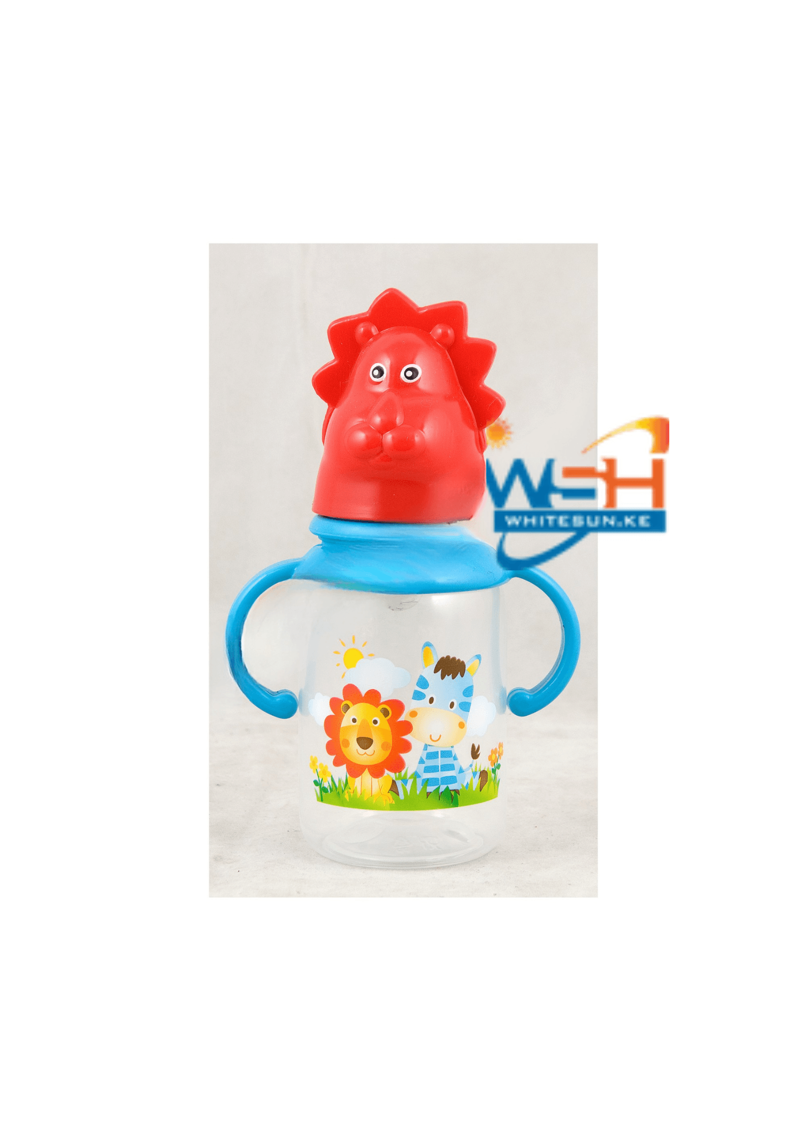Feeding Bottle With Silicone Nipple, Character Hood, Cap With Handle 4Oz Jungle Buddies Pp, Silicone
