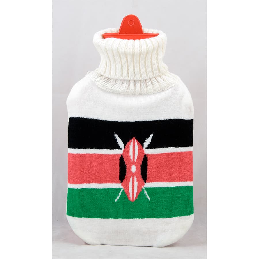 2000Ml Hot Water Bag / Bottle With Knit Cover Kenya Flag Design Thumbnail 2
