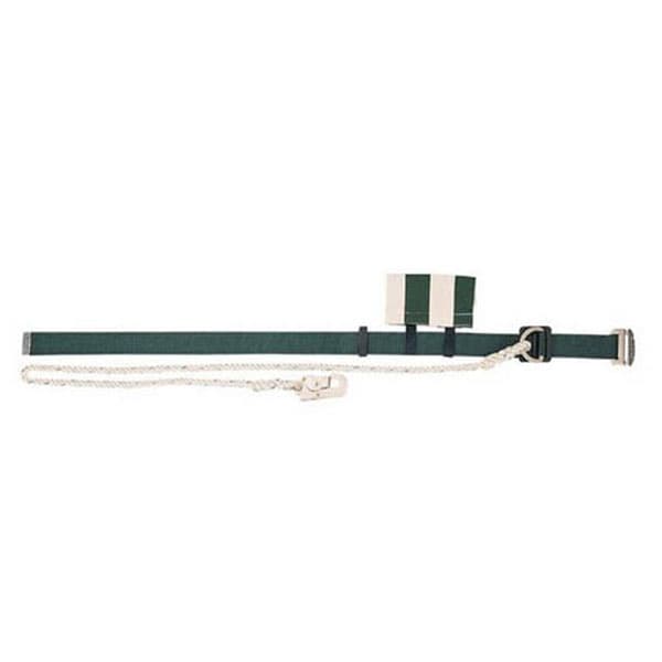 Safety Belt with 1.5M Rope, Green Belt – 1 Metal Buckle, 1 Metal D Ring, 1 Metal Carabiner
