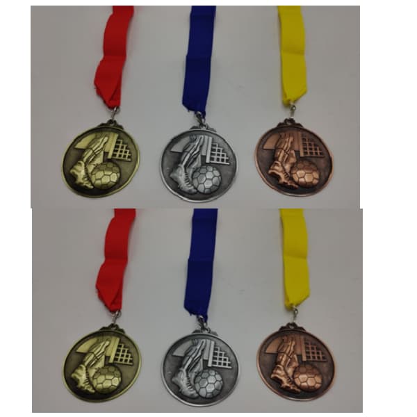 Antique Gold Medal With Red Ribbon For Football, Size 70Mm