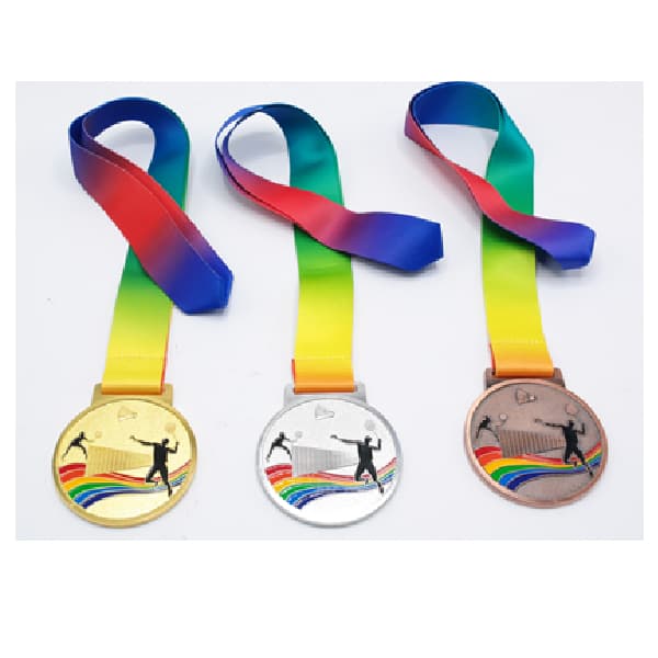 Silver Medal For Badminton With Embossed Colorful Artwork – 70Mm Diameter 4Mm Thickness