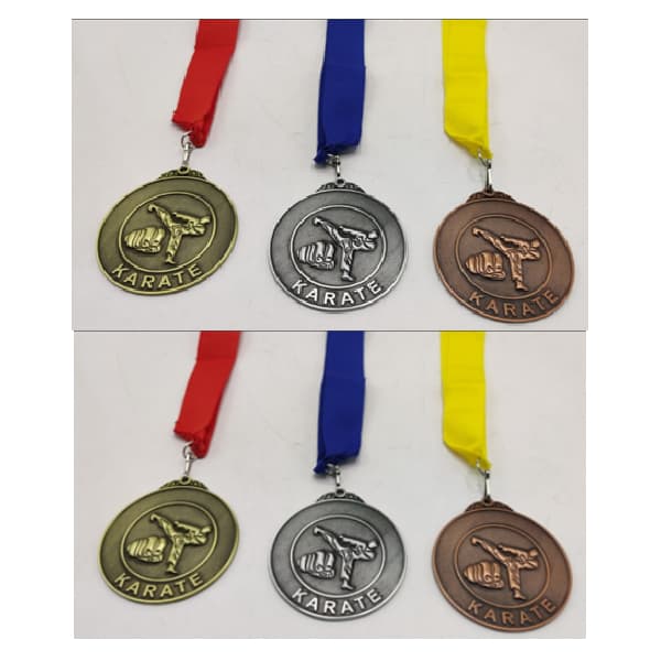 Antique Bronze Medal With Yellow Ribbon,For Karate, Size 70Mm