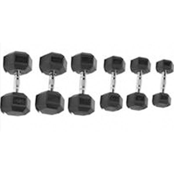 Black Rubber Hex Dumbbells In Pairs 7.5Kg Thumbnail 2